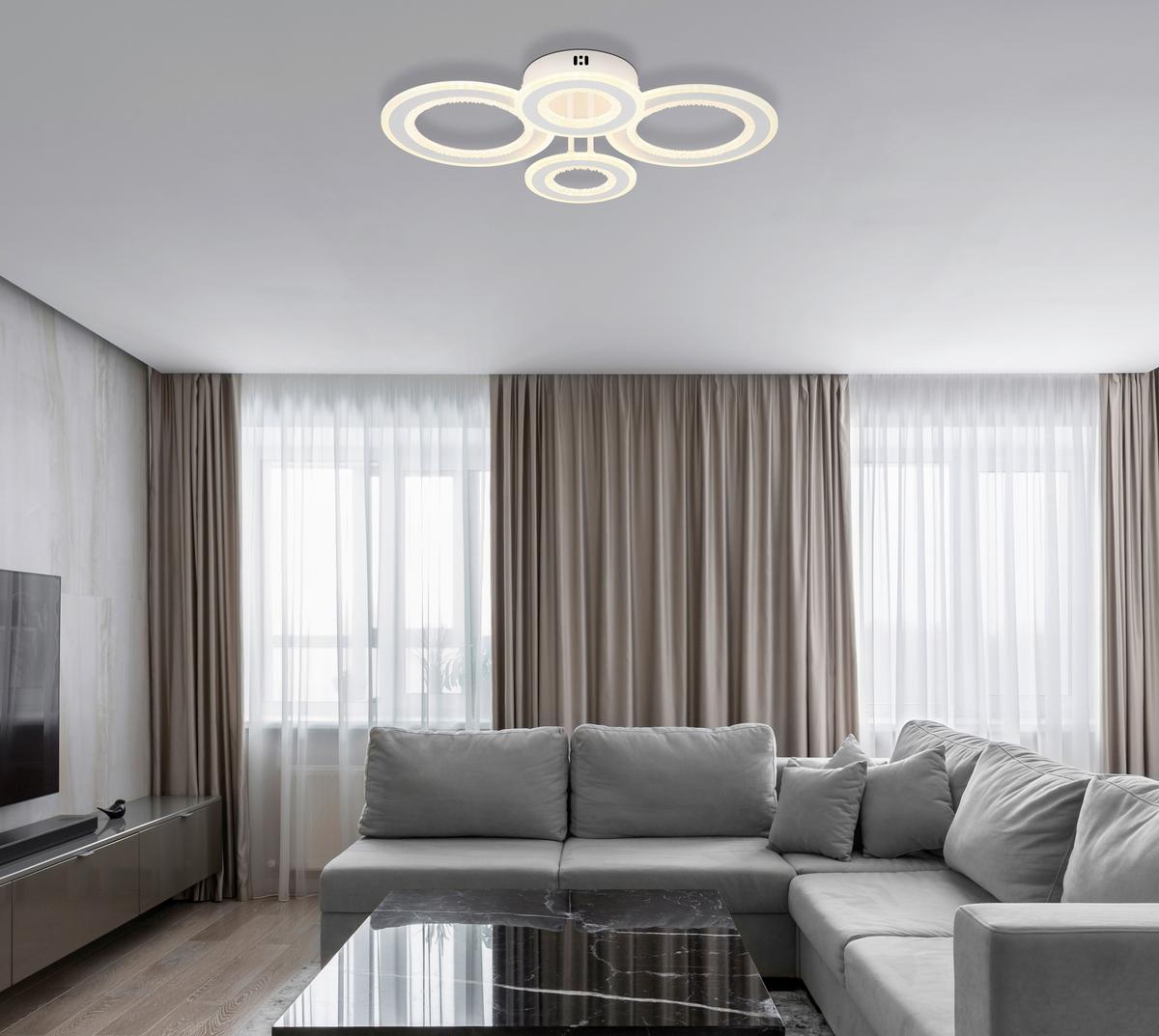 LED-Deckenleuchte 3000/4200/6000k - Klar/Weiß, Design, Kunststoff/Metall (59/42/12cm) - Globo