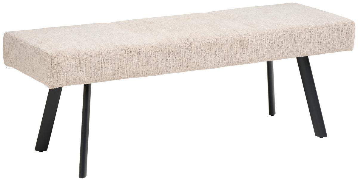 Sitzbank Paros Ohne Lehne Beige, B: 140 Cm - Beige/Schwarz, KONVENTIONELL, Textil (140/49/47cm) - MID.YOU