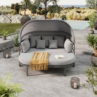 Sonneninsel Zadar Dunkelgrau mit Dach & Kissen - Dunkelgrau, MODERN, Textil/Metall (178/152/90cm) - Beldano