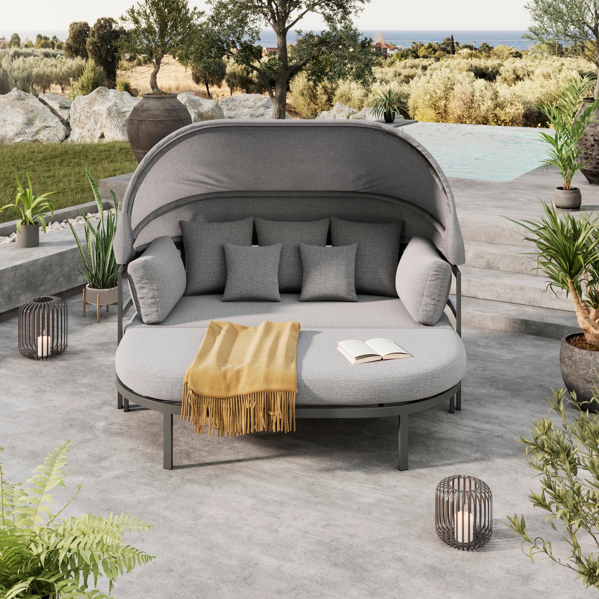 Sonneninsel Zadar - Dunkelgrau, MODERN, Textil/Metall (178/152/90cm) - Beldano