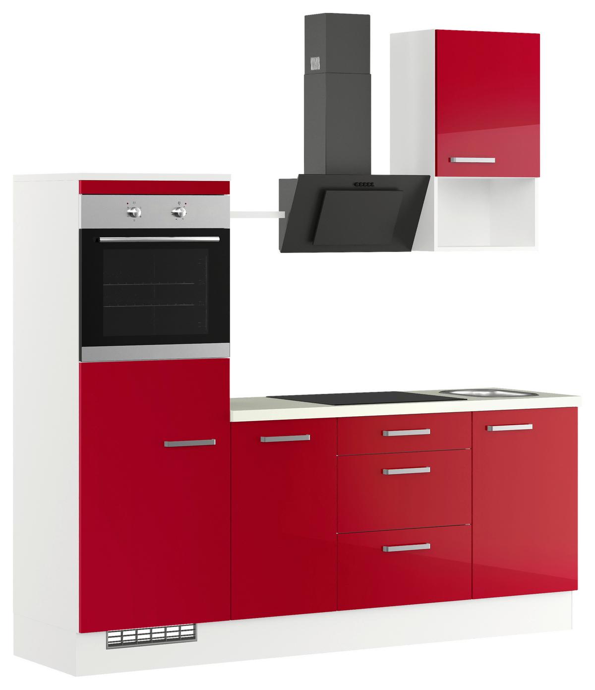 Küchenleerblock Ip4050 - Rot/Weiß, Design, Holzwerkstoff (215cm) - Impuls