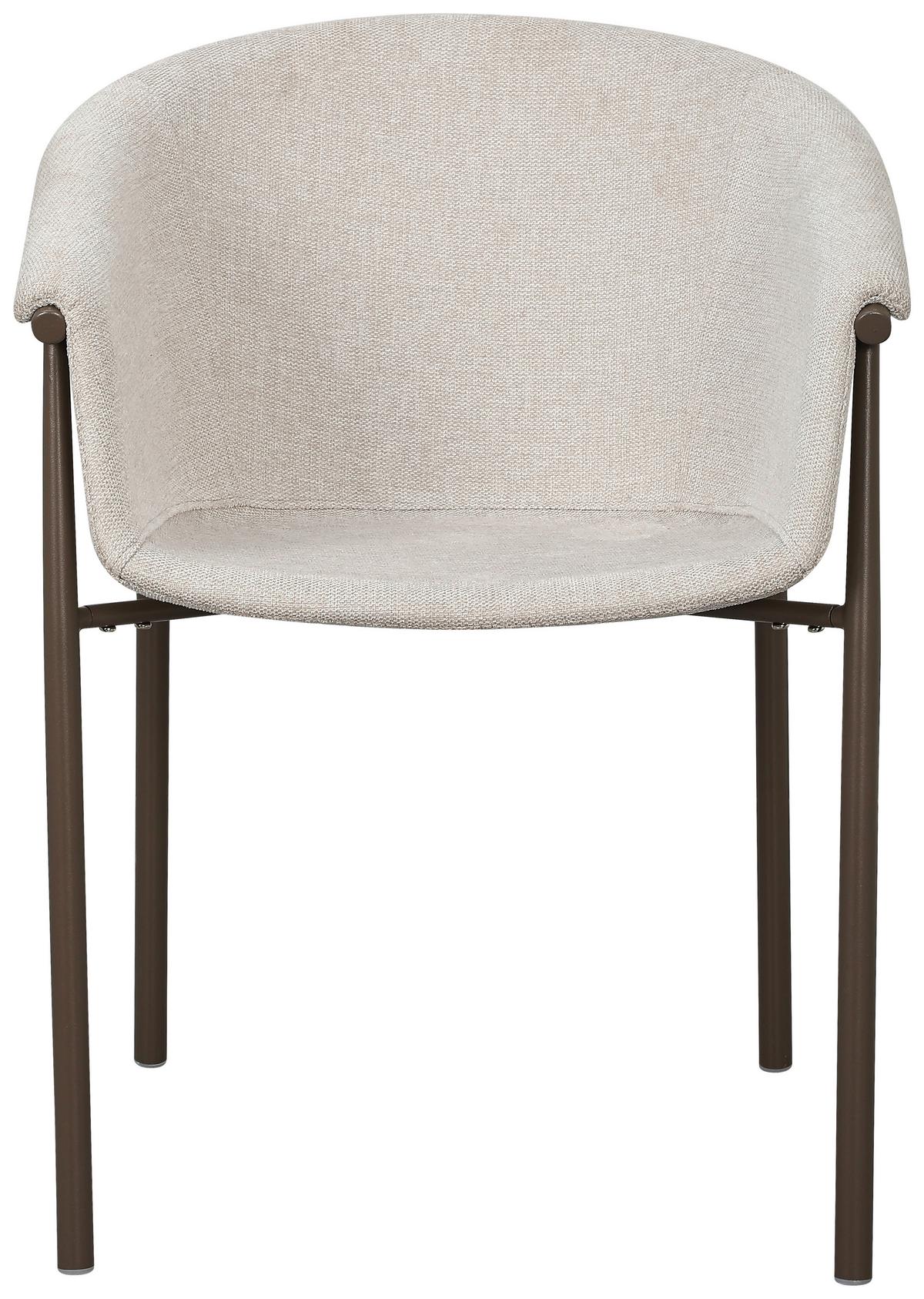 Armstuhl Erna Beige Leinenoptik - Beige/Braun, MODERN, Textil/Metall (59/80/57cm) - MID.YOU