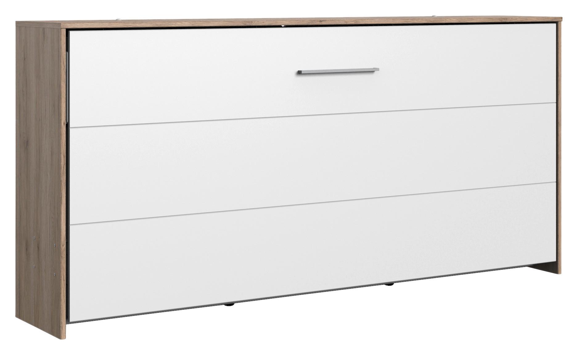 Schrankbett mit Lattenrost 90x200cm Juist, Weiß - Eichefarben/Weiß, KONVENTIONELL, Holz/Holzwerkstoff (90/200cm) - MID.YOU