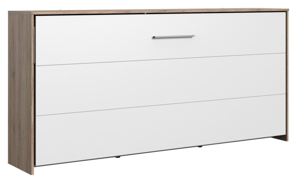 Schrankbett mit Lattenrost 90x200cm Juist, Weiß - Eichefarben/Weiß, KONVENTIONELL, Holz/Holzwerkstoff (90/200cm) - MID.YOU