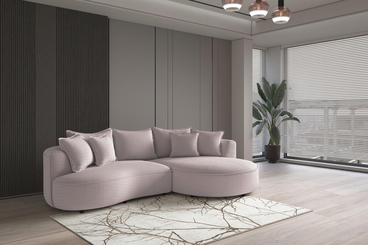 Ecksofa Levi - Hellrosa/Schwarz, MODERN, Textil (287/168cm)