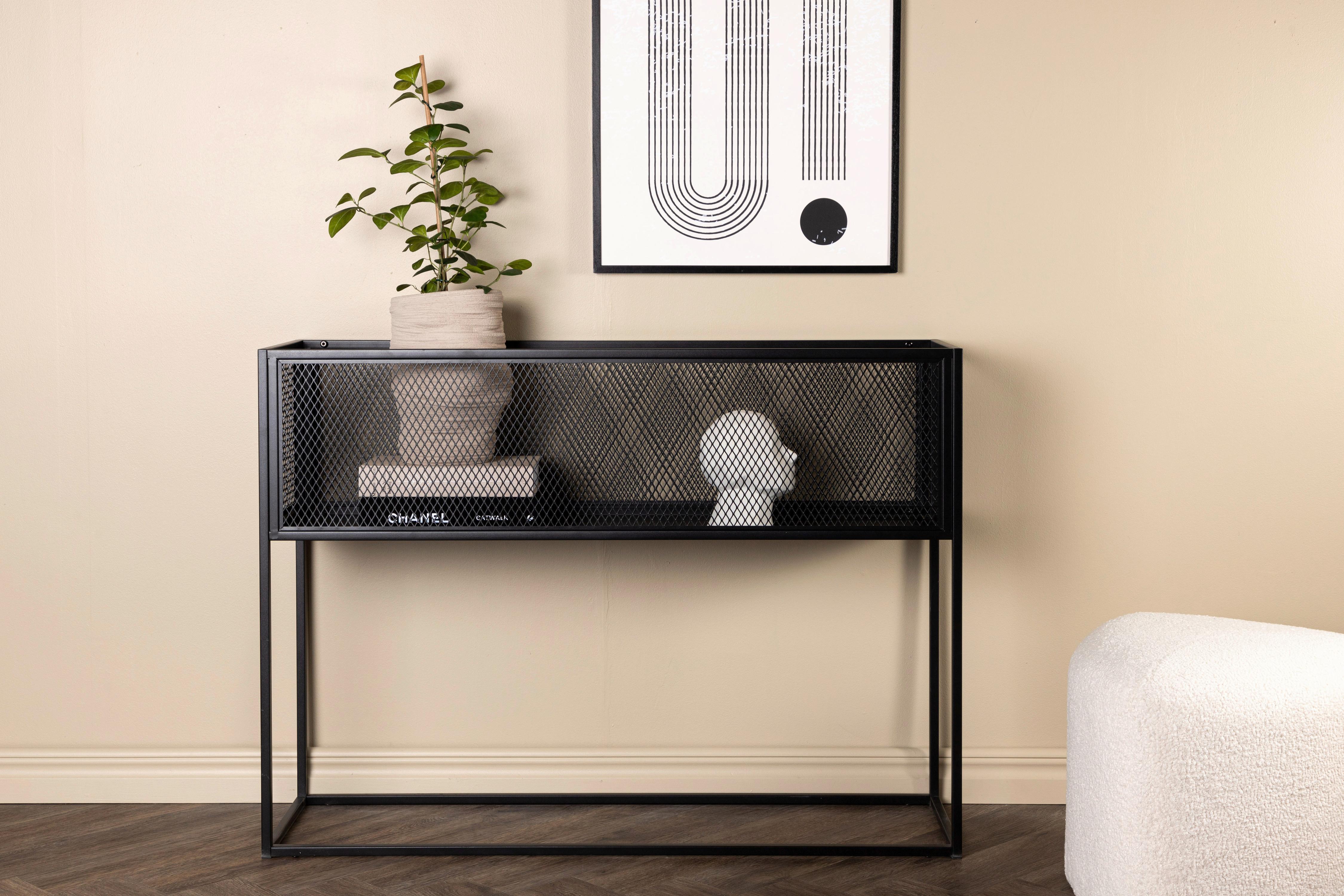 Bücherwand Netz - Schwarz, Design, Metall (110/80/30cm) - Livetastic