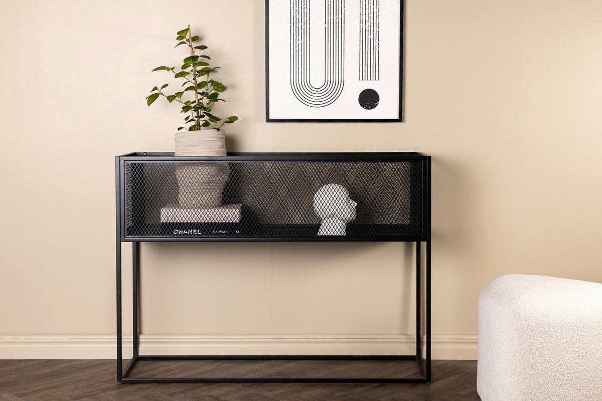 Bücherwand Netz - Schwarz, Design, Metall (110/80/30cm) - Livetastic