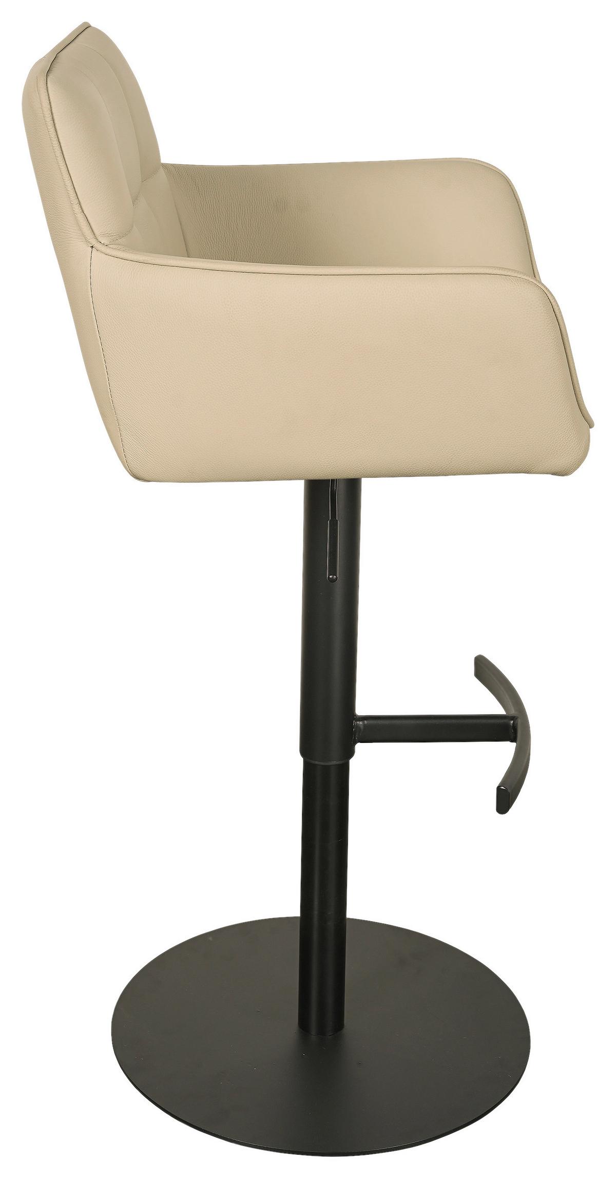 Barhocker Porto Beige B: 54,5 cm - Beige/Schwarz, MODERN, Leder/Metall (54,5/90/112/51,5cm) - Livetastic