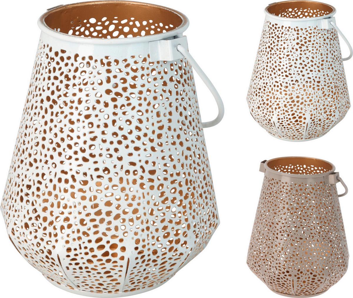 Teelichthalter Anna - Taupe/Weiß, Basics, Metall (12/12/15,5cm)