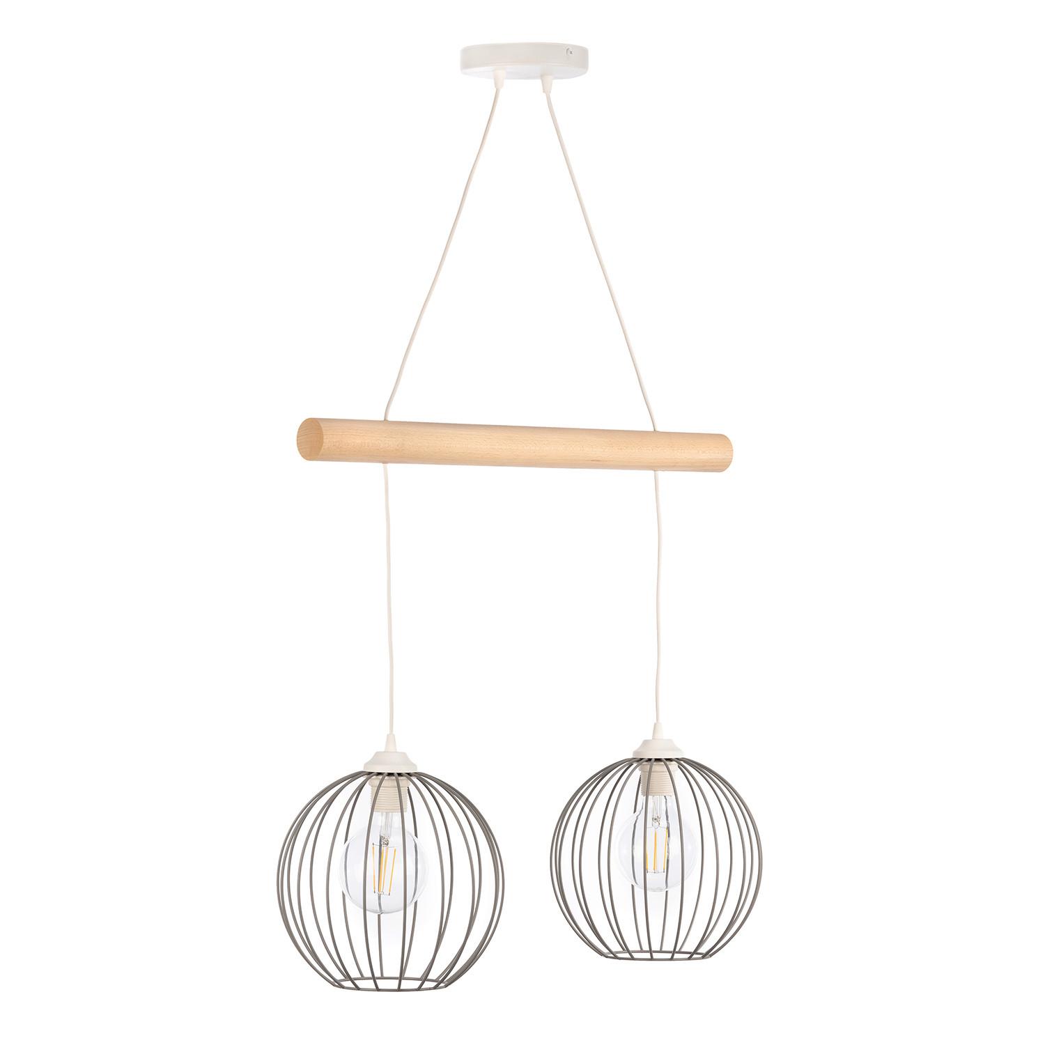 Hängeleuchte Mercure Hellbraun Weiß Hg - Hellbraun/Weiß Hochglanz, Basics, Holz/Metall (60/24/90cm)