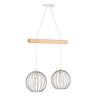 Hängeleuchte Mercure Hellbraun Weiß Hg - Hellbraun/Weiß Hochglanz, Basics, Holz/Metall (60/24/90cm)