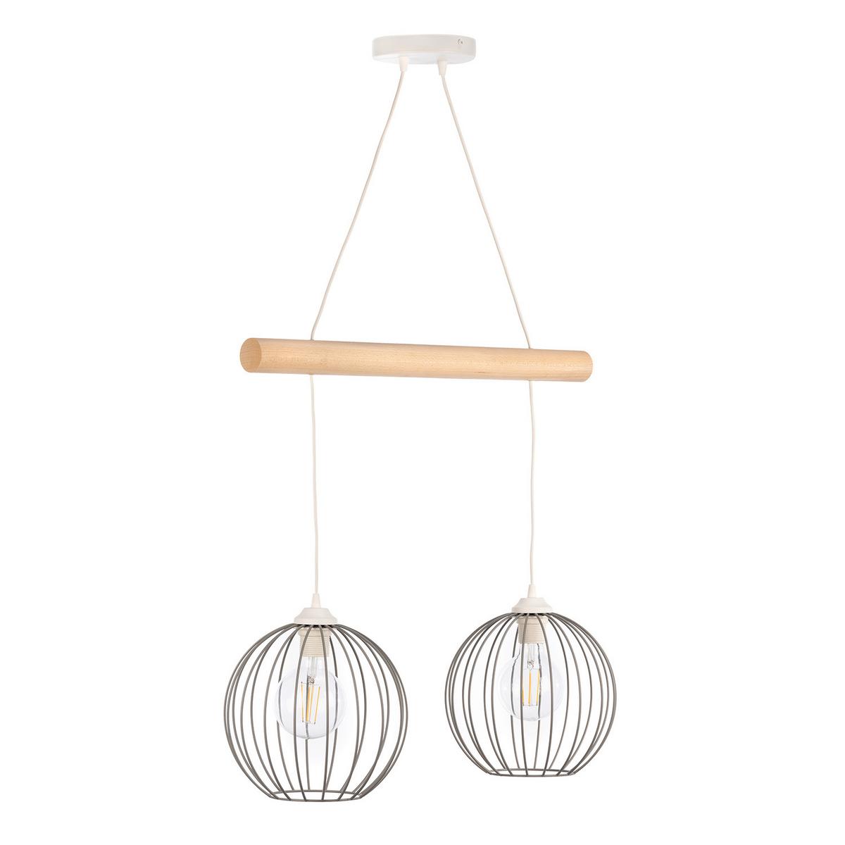 Hängeleuchte Mercure Hellbraun Weiß Hg - Hellbraun/Weiß Hochglanz, Basics, Holz/Metall (60/24/90cm)