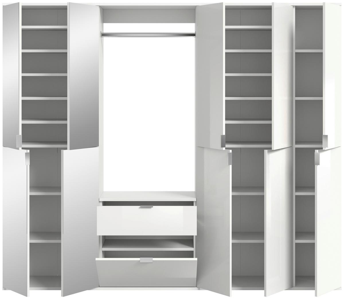 Garderobe Projekt X 3-teilig Weiß B: 183 Cm - Weiß Hochglanz, MODERN, Glas/Holzwerkstoff (183/193/34cm) - MID.YOU