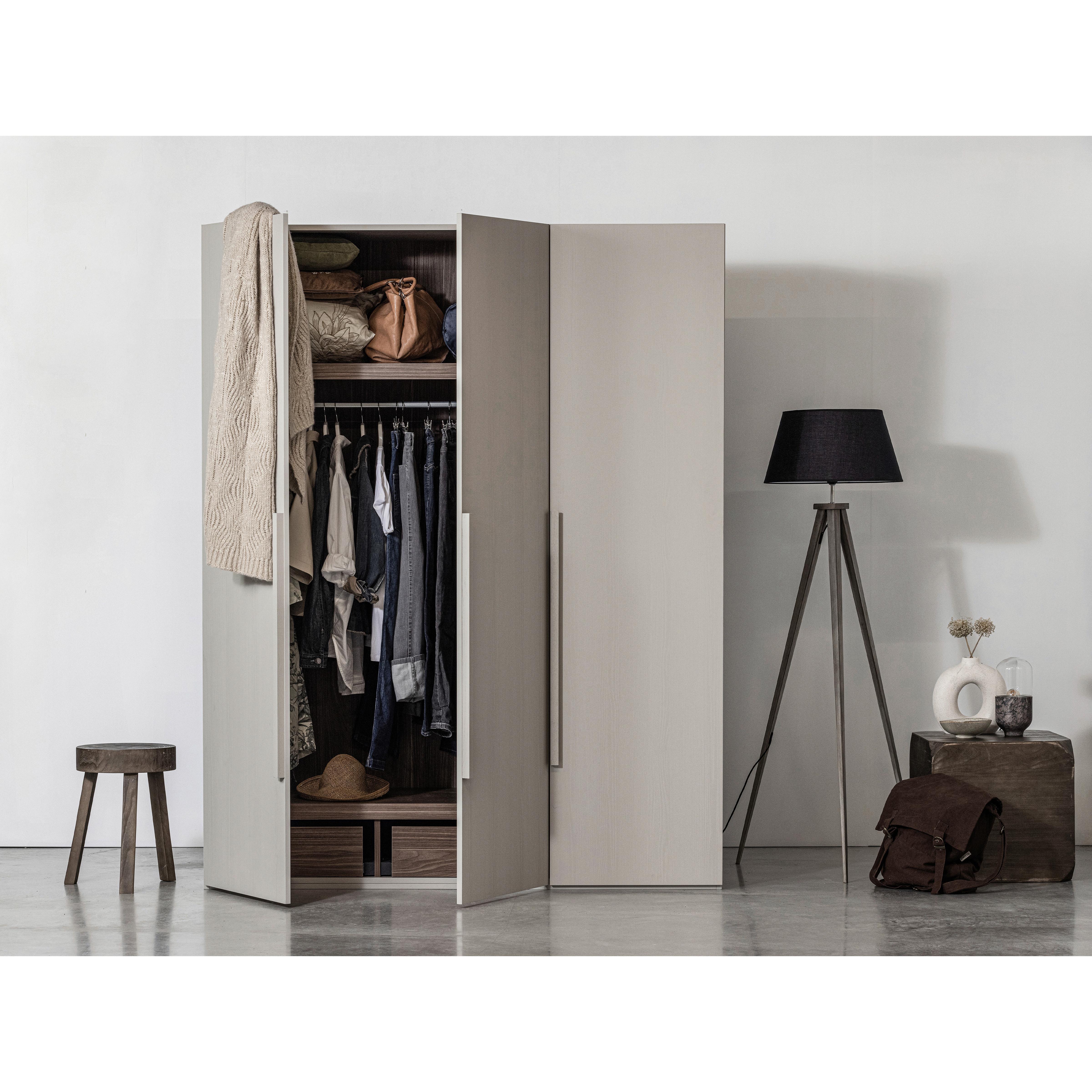Drehtürenschrank Rens, Grau B: 165 Cm - Walnussfarben/Grau, Design, Holz (165/210/58cm) - Livetastic