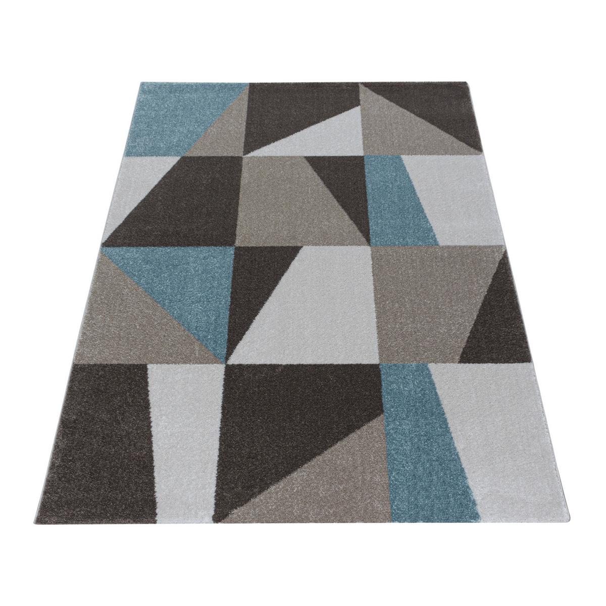 Webteppich Blau/Grau/Weiß Naturfaser Efor 140x200 cm - Blau, Design, Textil (140/200cm)