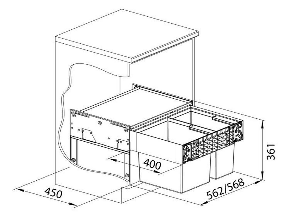 Vestavný koš Blanco SELECT II 60/2 - šedá/antracitová, kov/plast (56,8/36,1/40cm) - Blanco