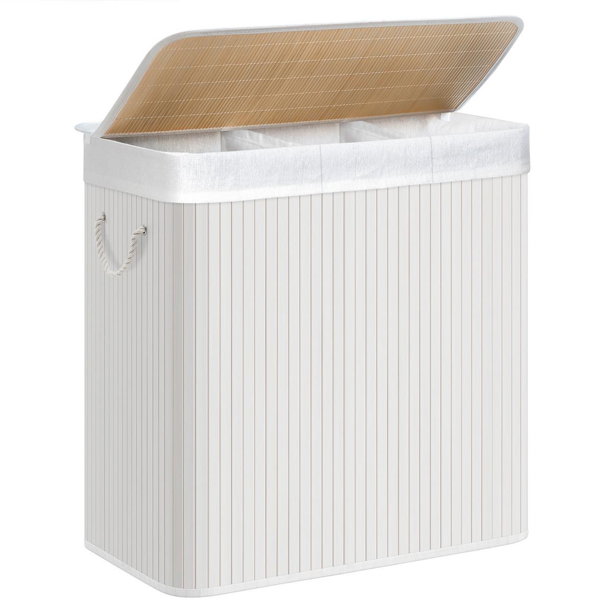 Wäschekorb Weiß B: 60 Cm - Weiß, Basics, Naturmaterialien/Textil (60/61,5/40cm)