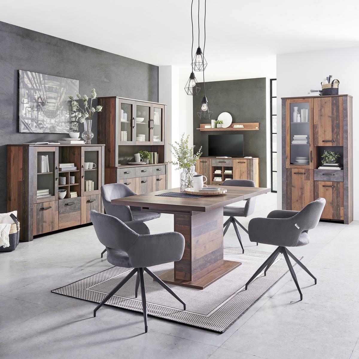 ŠIROKÁ KOMODA ONTARIO - šedá/barvy dubu, Moderní, kompozitní dřevo/plast (162/86/41,5cm) - Ondega