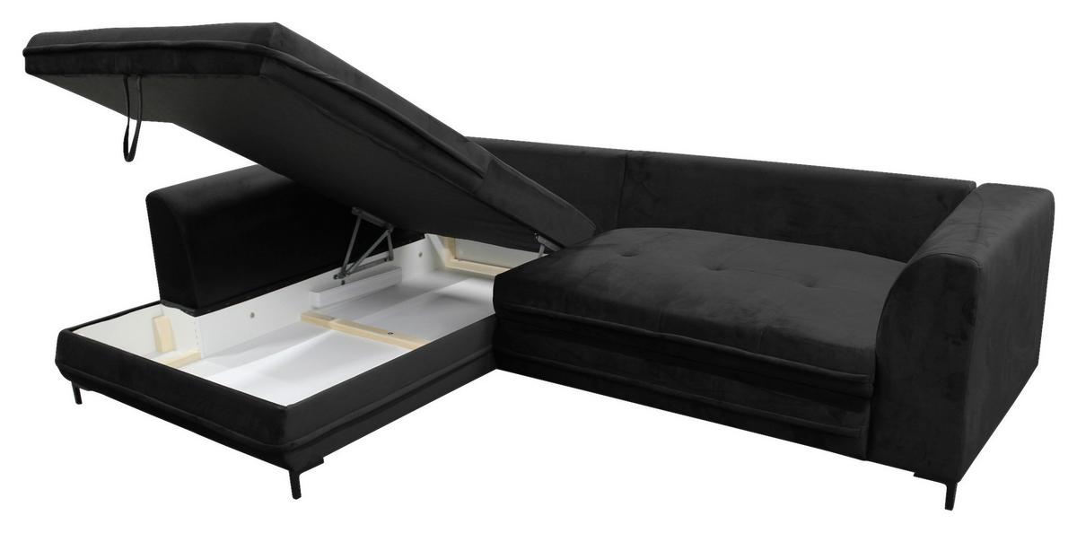 Ecksofa Mit Schlaffunktion Bello Mit Kissen Schwarz - Beige/Schwarz, Design, Textil (187/277cm) - Livetastic