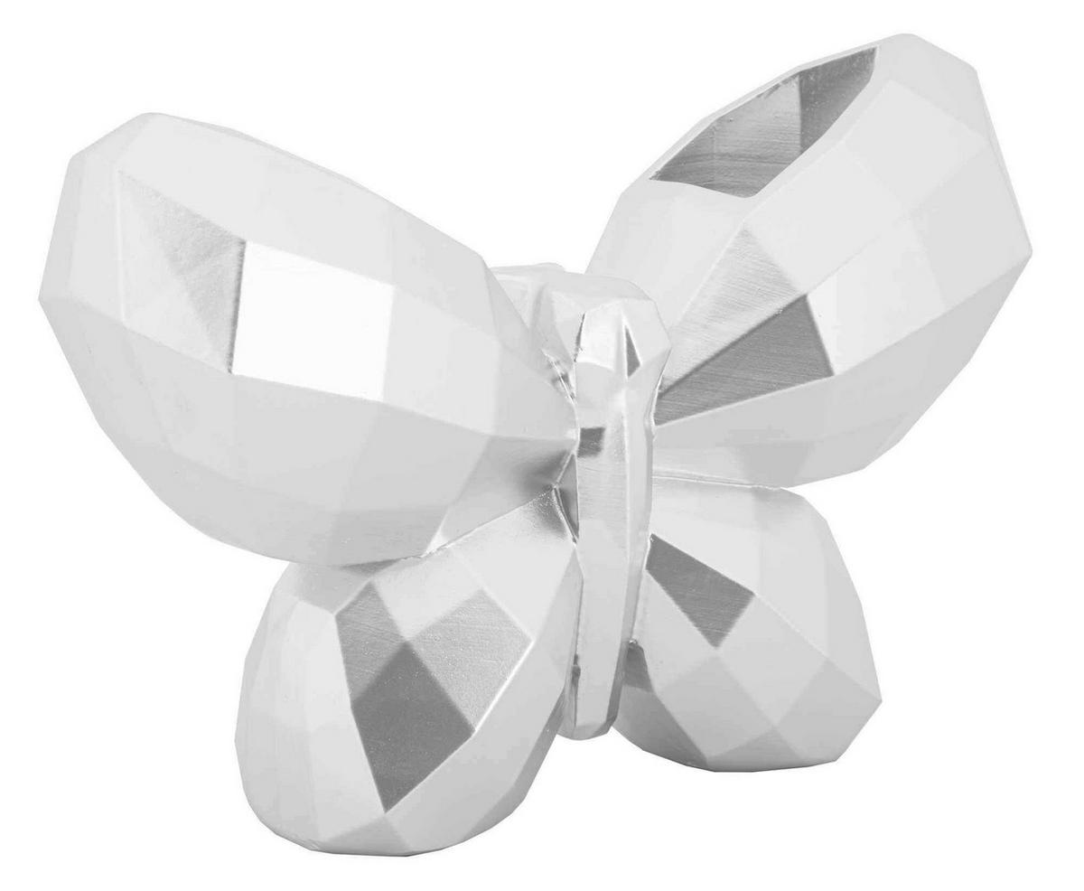 Vase Butterfly Silver Silberfarben B: 22,5 Cm - Silberfarben, Basics, Kunststoff (22.5/15/8cm)