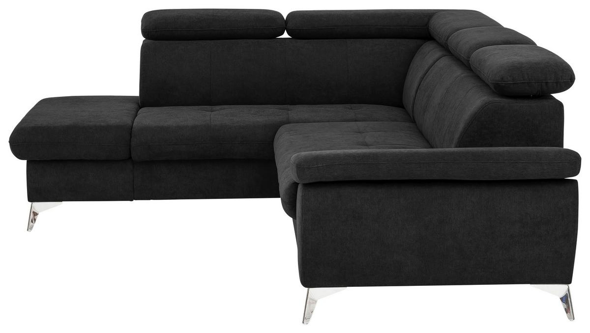 Ecksofa Mit Schlaffunktion Und Bettkasten Gisele Schwarz - Chromfarben/Schwarz, KONVENTIONELL, Textil (209/256cm) - Livetastic