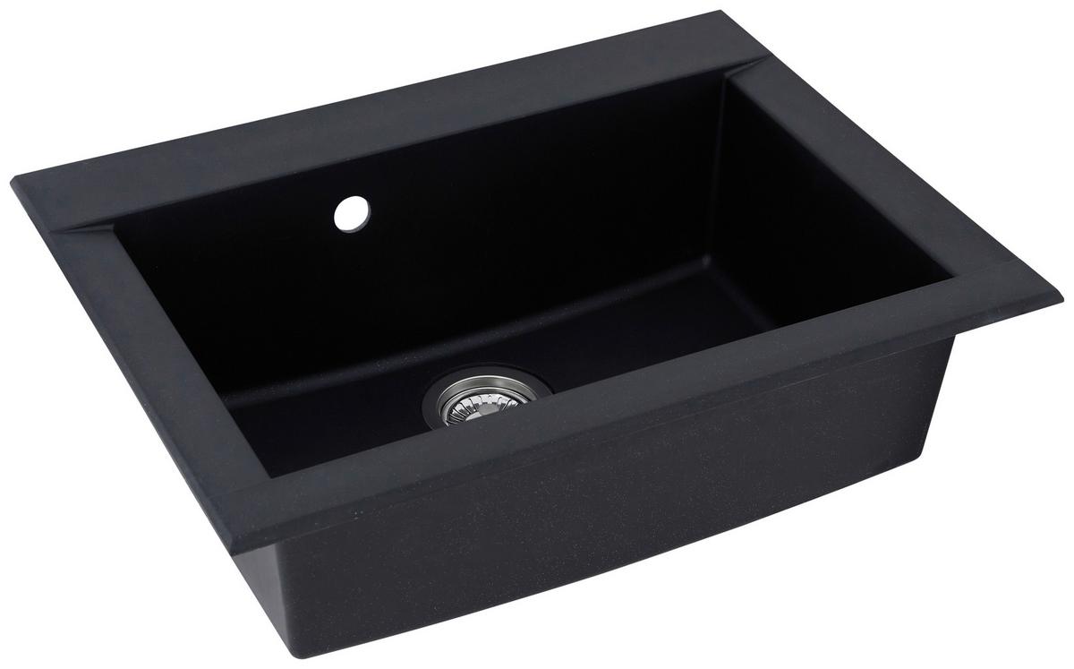 Spüle Respekta Ohio Kunststein Bxt: 66x50 cm - Schwarz, Trend, Glas/Kunststoff (66/21/50cm) - Respekta
