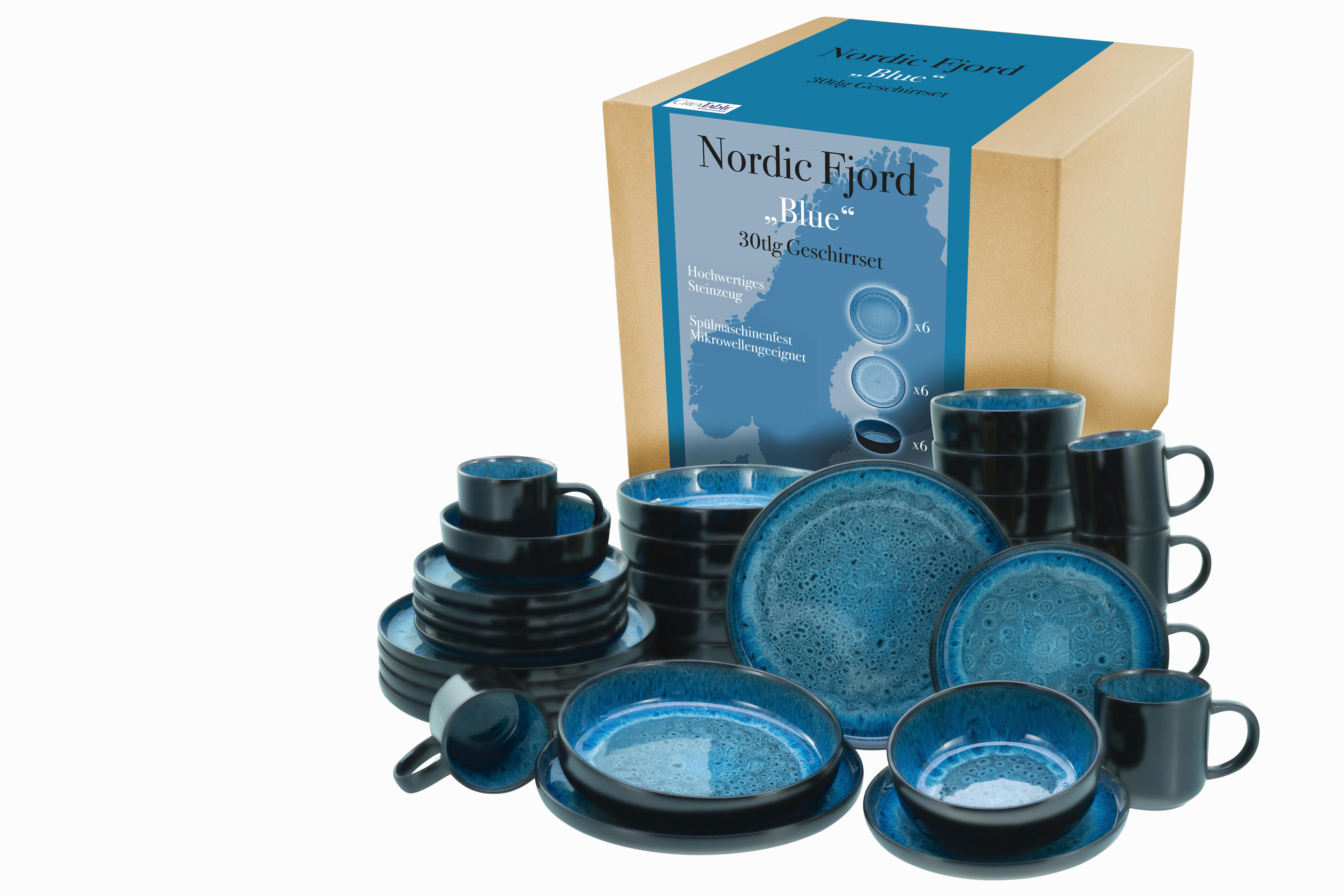 Kombiservice 21549 Nordic Fjord Blue - Blau, Trend, Keramik (58/45/33null) - Creatable