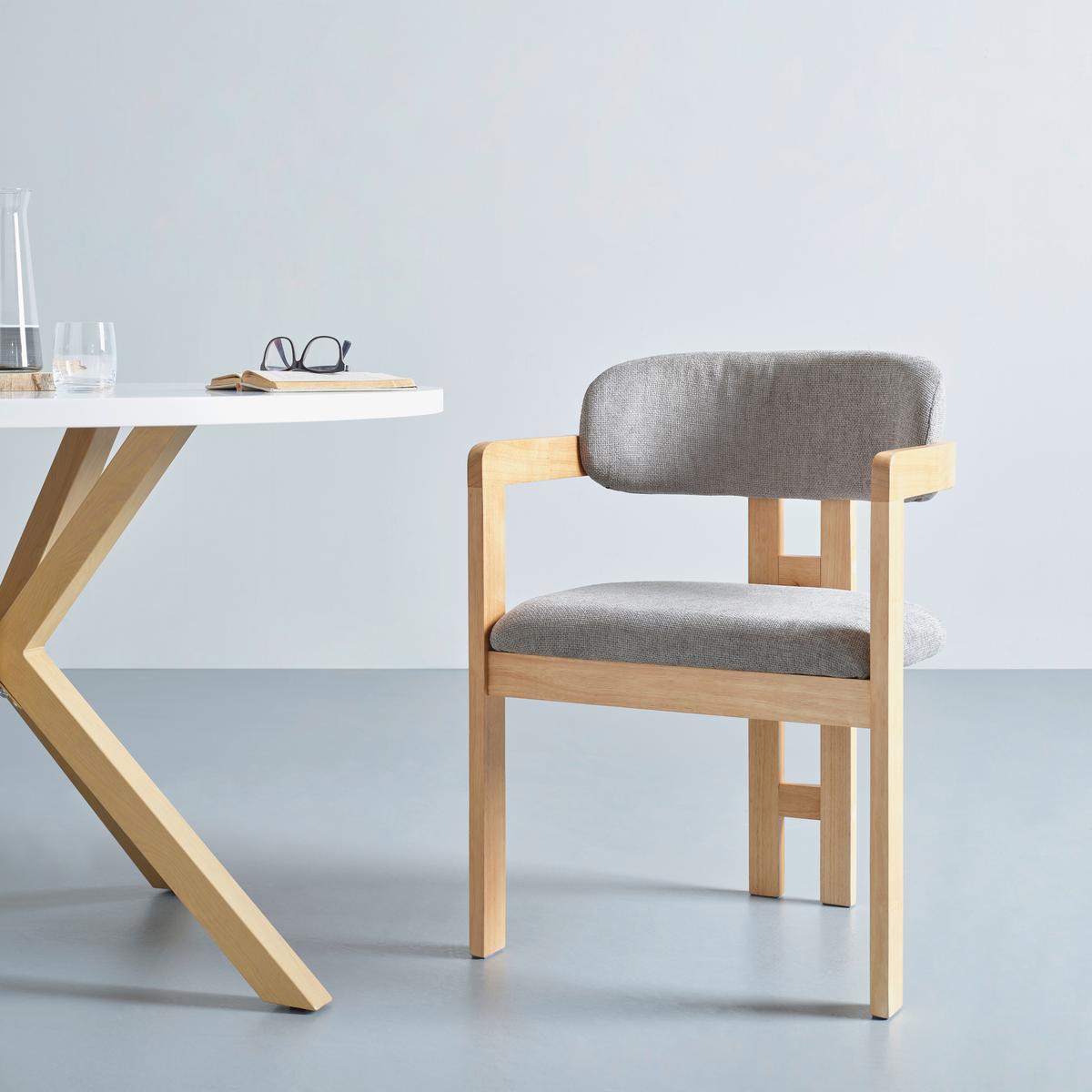 Armlehnstuhl Sally Grau Gepolstert - Eichefarben/Grau, MODERN, Holz/Textil (60/80/52cm) - MID.YOU