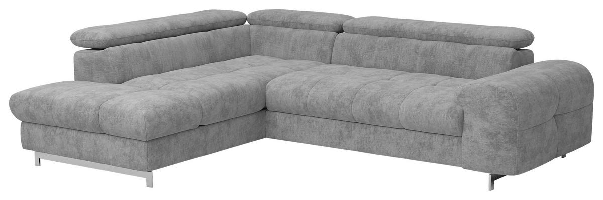 Ecksofa Mit Schlaffunktion Und Cloud +  Grau - Chromfarben/Hellgrau, KONVENTIONELL, Textil (206/257cm) - Livetastic