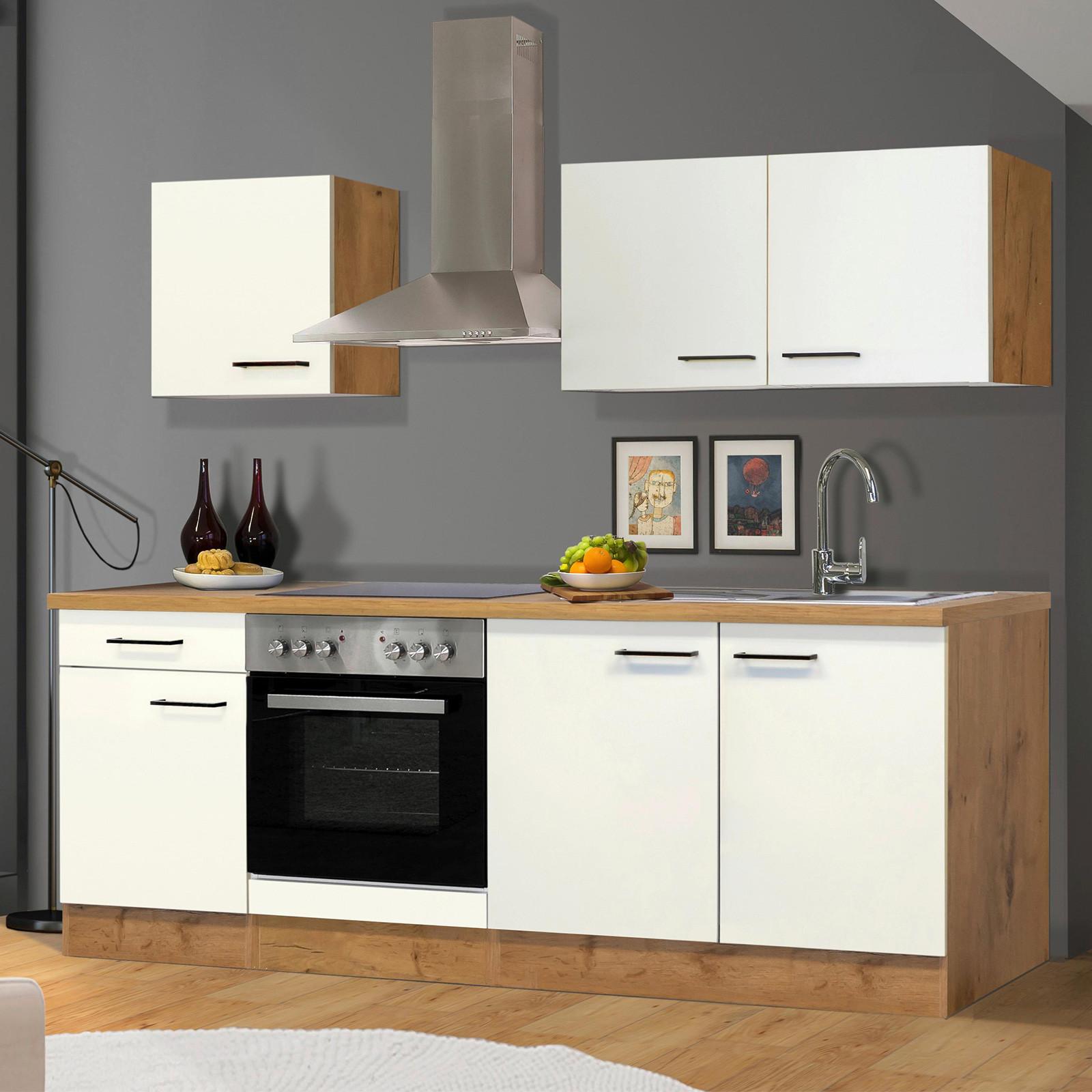 Küchenblock Avila Eichefarben/Magnolie B: 210 cm - Eichefarben/Magnolie, MODERN, Holzwerkstoff (210cm) - FlexWell