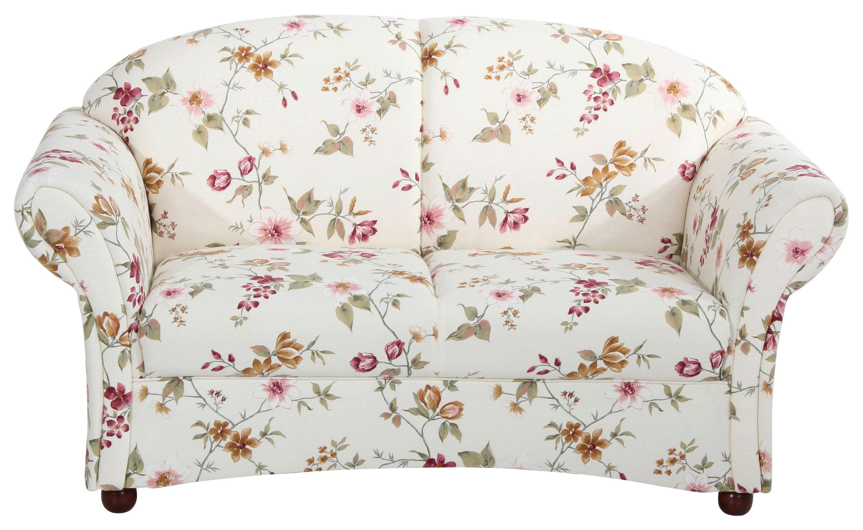 2-Sitzer-Sofa Corona Rot/Weiß, Blumen Design