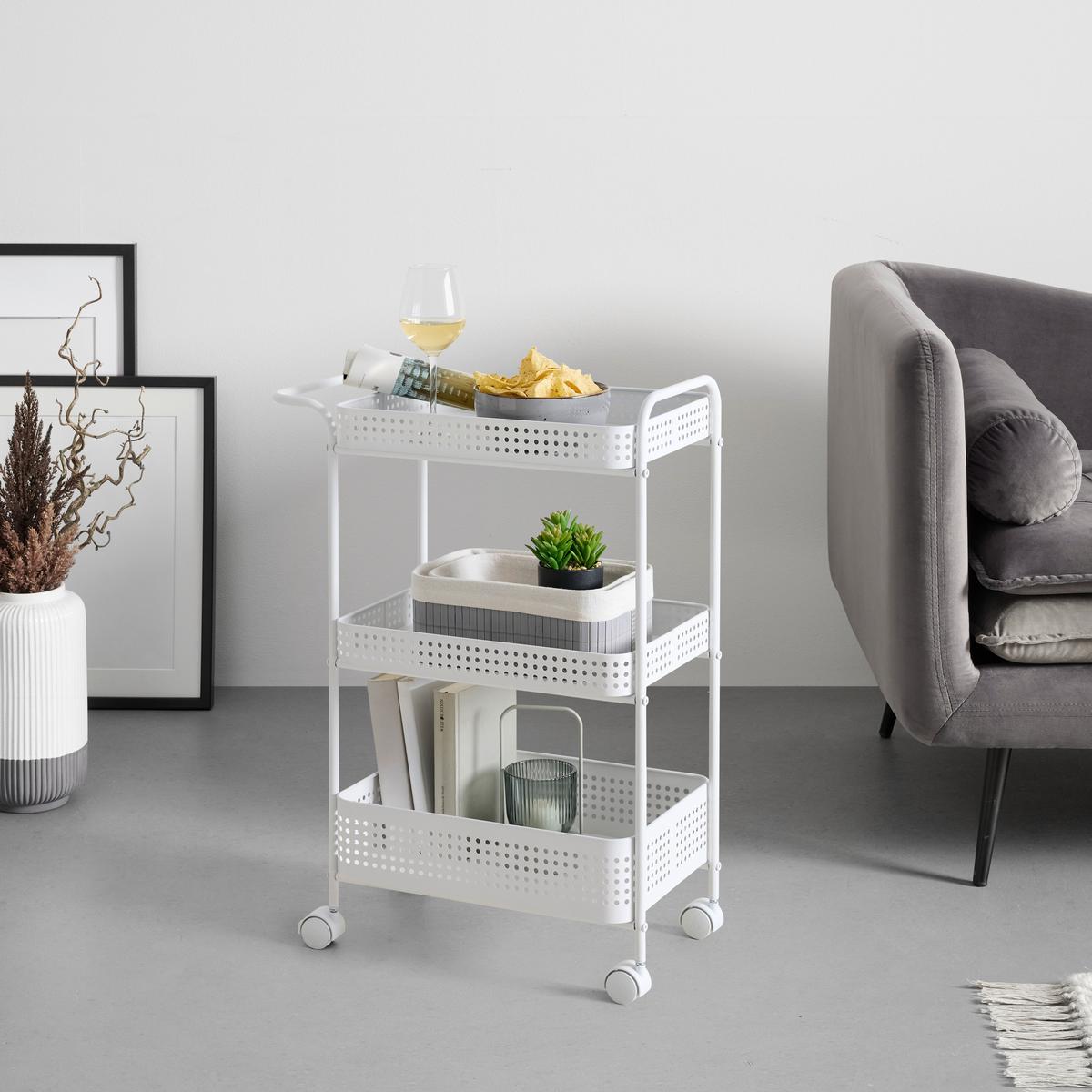 UNIVERZÁLNÍ VOZÍK ANCONA - bílá, Moderní, kov/plast (52/72/28cm) - Mömax