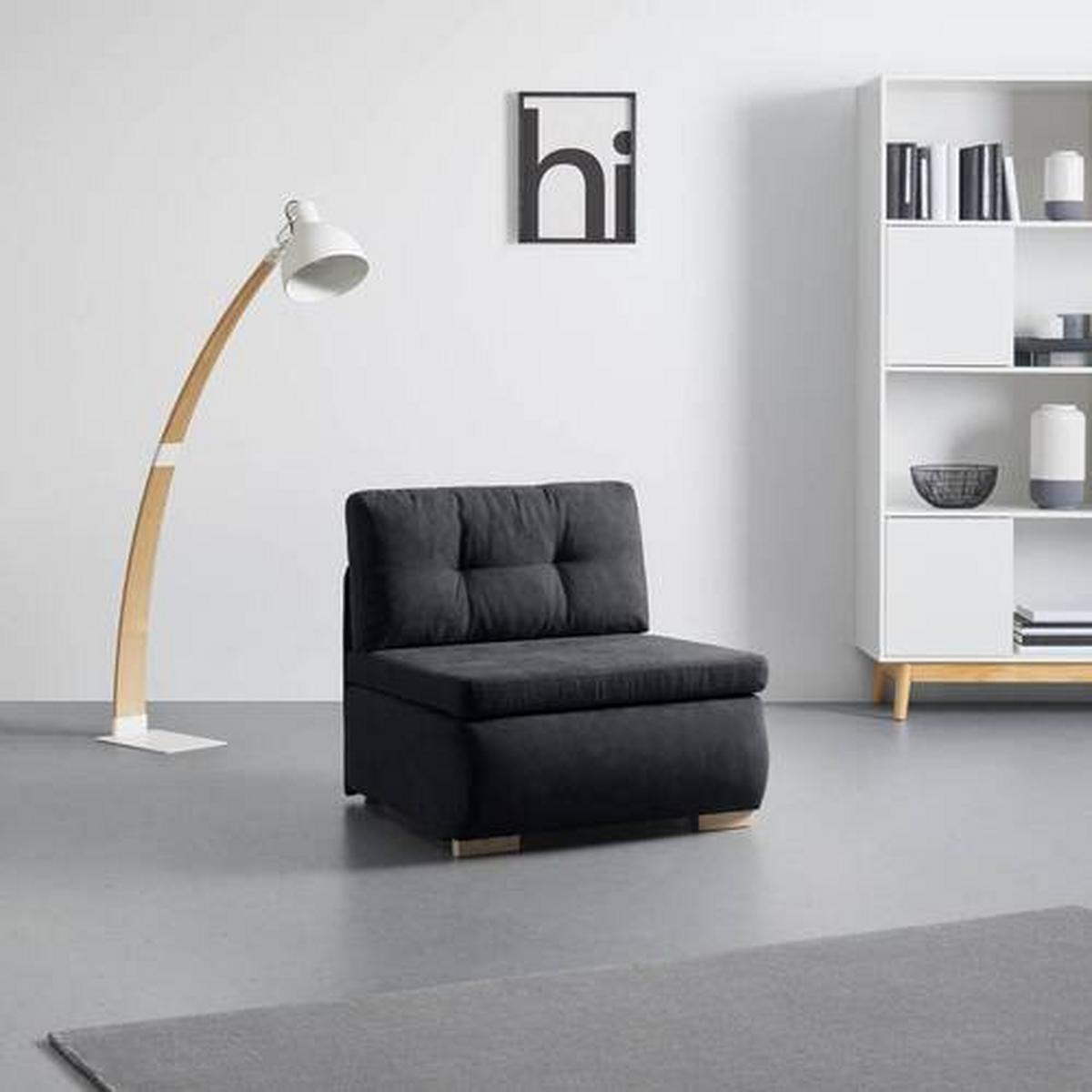 Rozkládací křeslo MODENA, černá - černá/přírodní barvy, textil/plast (89/88/90cm) - Based