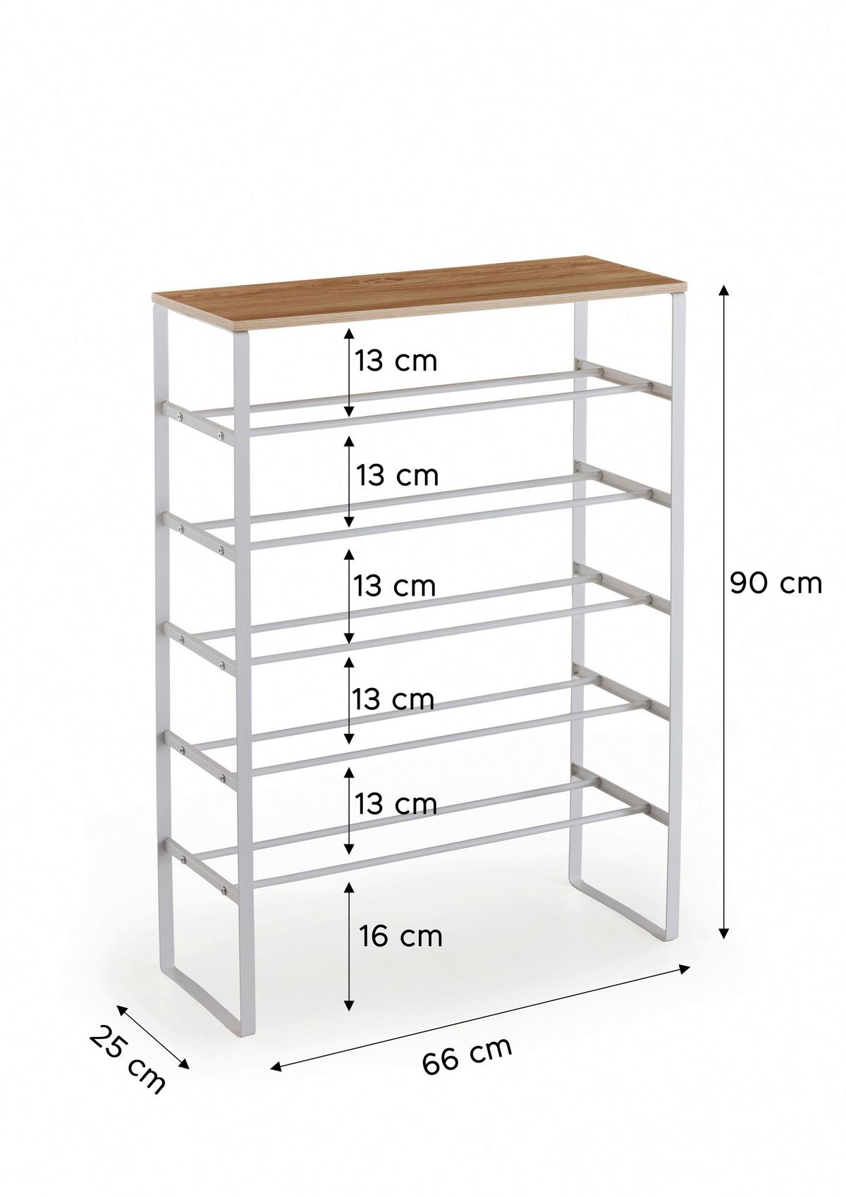 Schuhregal Weiß B: 66 Cm - Weiß/Eiche Artisan, Design, Holzwerkstoff/Metall (66/90/25cm) - MID.YOU