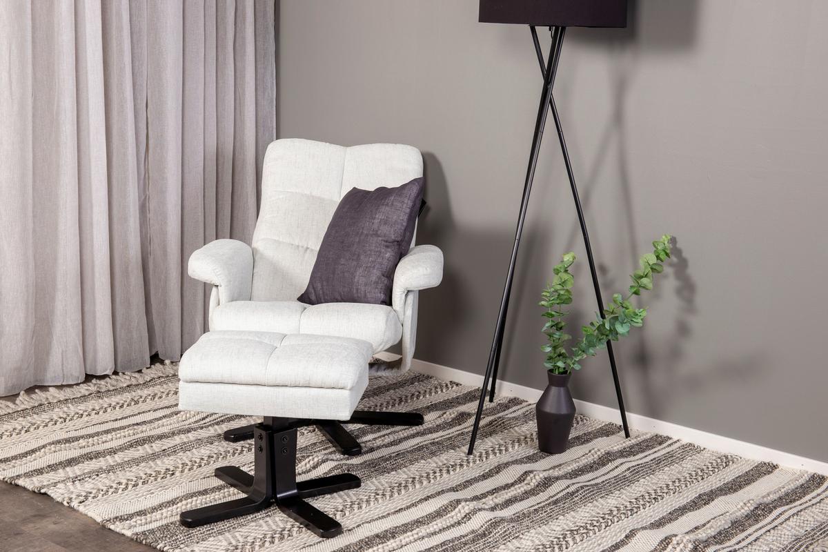 Relaxsesselset Sven - Schwarz/Weiß, Design, Textil/Metall (78/101/90cm) - Livetastic