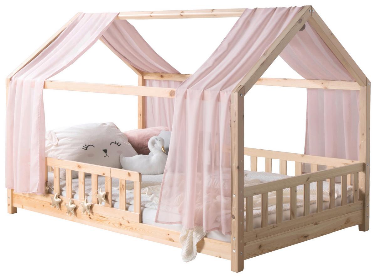 Hausbett Kim Naturfarben/Altrosa 100x200cm - Altrosa/Naturfarben, MODERN, Holz/Textil (100/200cm) - Livetastic
