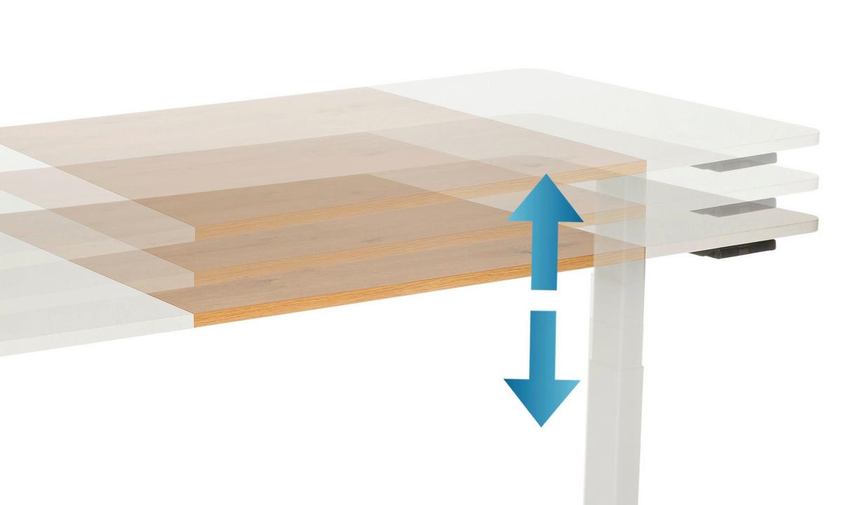 Schreibtisch Weiß/Eichefarben B: 140 cm - Eichefarben/Weiß, MODERN, Holzwerkstoff/Metall (140/70/73 - 118cm) - MID.YOU