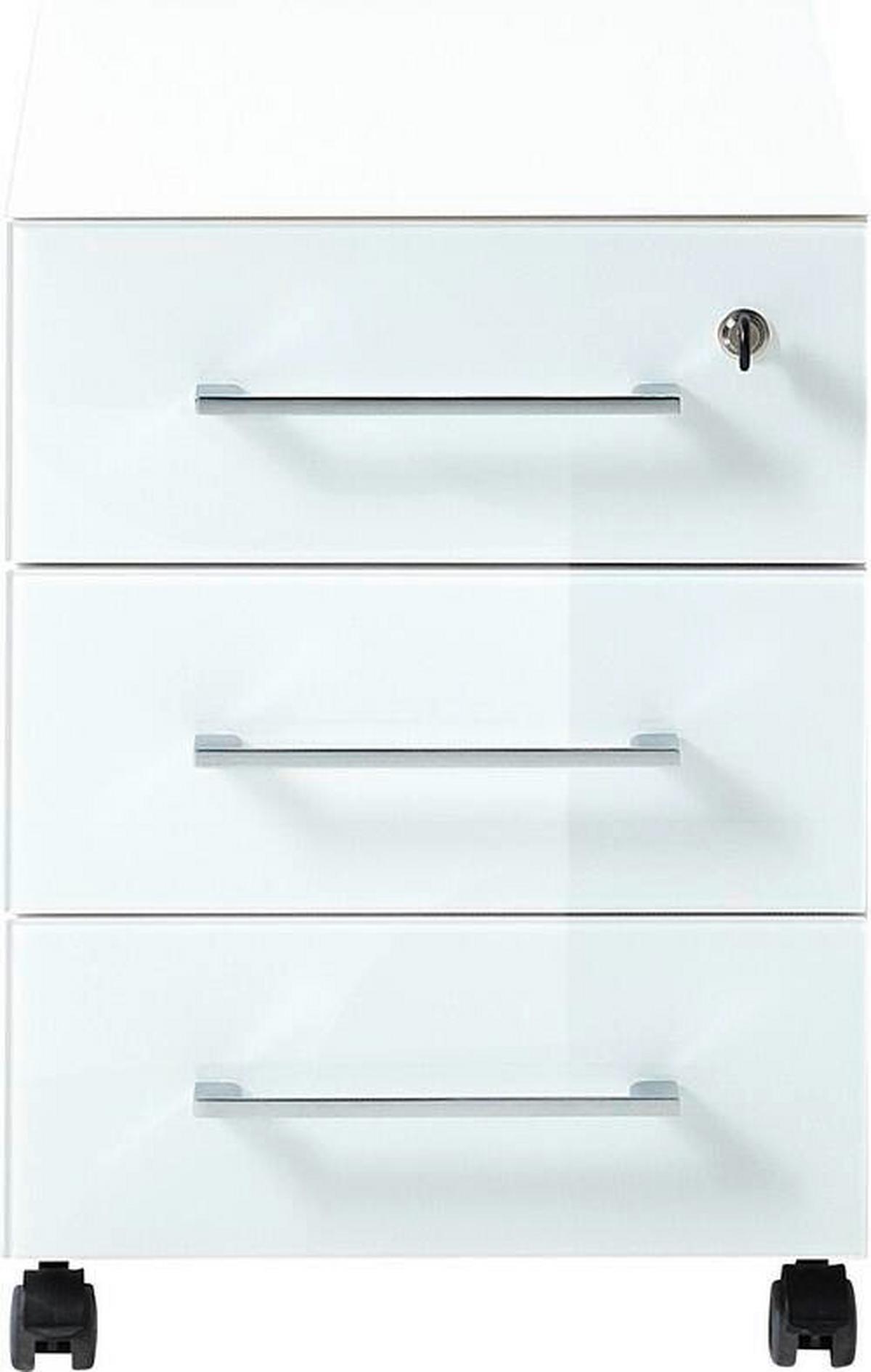 Rollcontainer Gw-monteria Weiß - Weiß, MODERN, Glas/Holzwerkstoff (40/55/50cm) - Germania