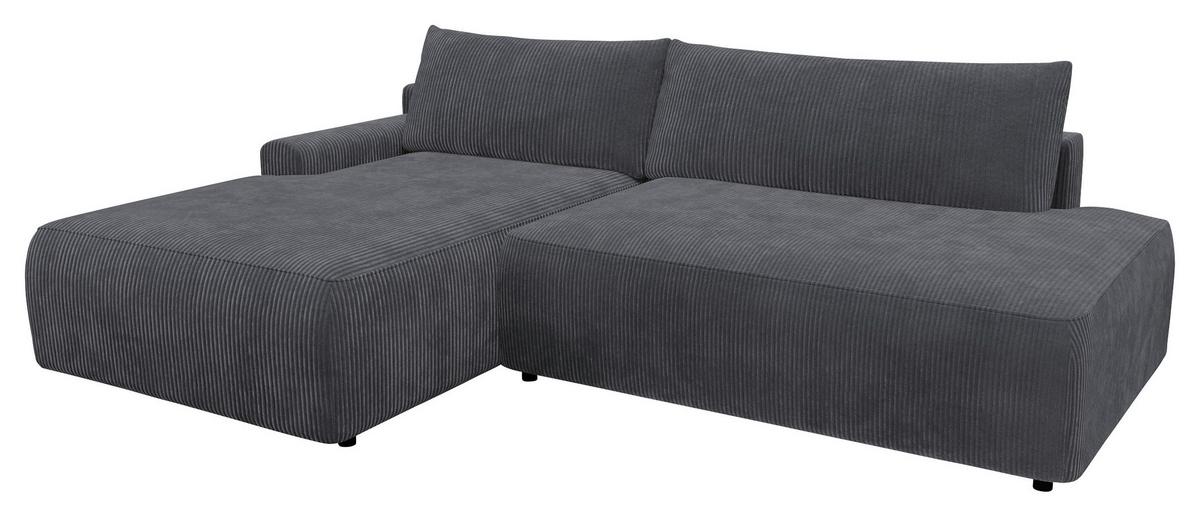 Eckschlafsofa Prag, Anthrazit S: 167x253 Cm - Anthrazit/Schwarz, MODERN, Textil (167/253cm) - Trendmanufaktur