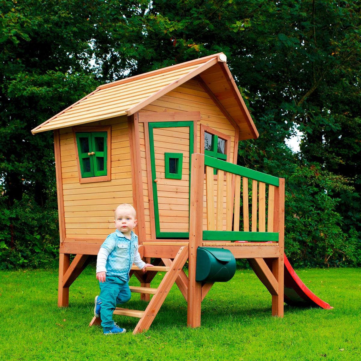 Spielhaus Natur, Rot L: 177 B: 264 H: 203 - Rot/Braun, LIFESTYLE, Holz/Kunststoff (177/264/203cm)