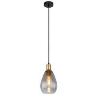 Hängeleuchte 15563h H: 120 cm 1-Flammig - Messingfarben/Schwarz, Design, Glas/Textil (15/120cm) - Globo