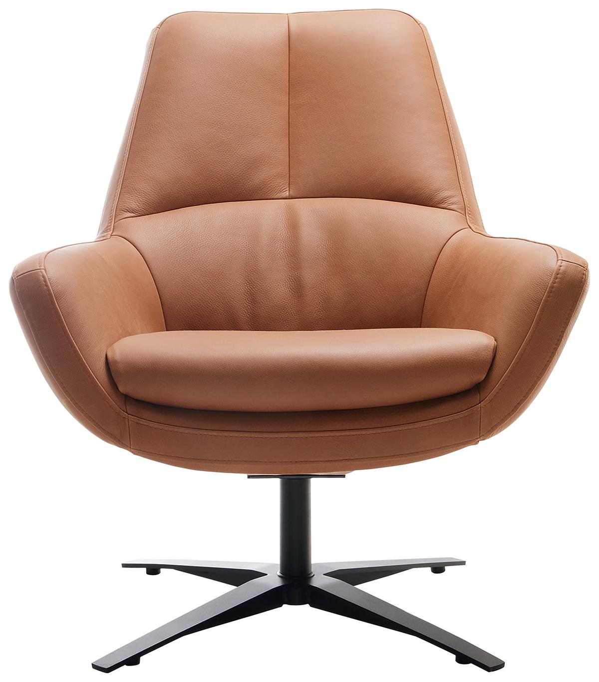 Sessel Be Organic - Cognac/Schwarz, MODERN, Leder (81/92/83cm) - Trendmanufaktur