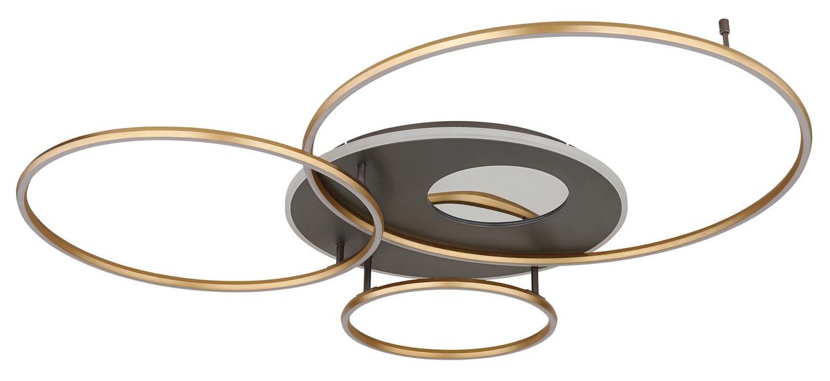 LED-Deckenleuchte Invertina Anthrazit Opal Goldfarben - Anthrazit/Goldfarben, Design, Kunststoff/Metall (126,4/105,3/13cm) - Globo