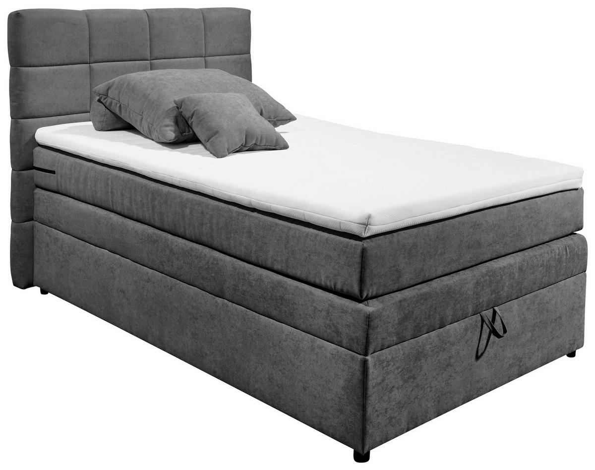 Boxspringbett Mit Topper & Bettkasten 120x200 Tacoma 3 - Anthrazit, KONVENTIONELL (120/200cm) - MID.YOU