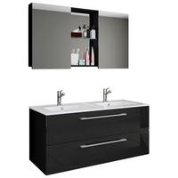Badezimmer Budasi Schwarz B: 111 cm - Schwarz/Weiß, MODERN, Keramik/Holzwerkstoff (112cm) - MID.YOU