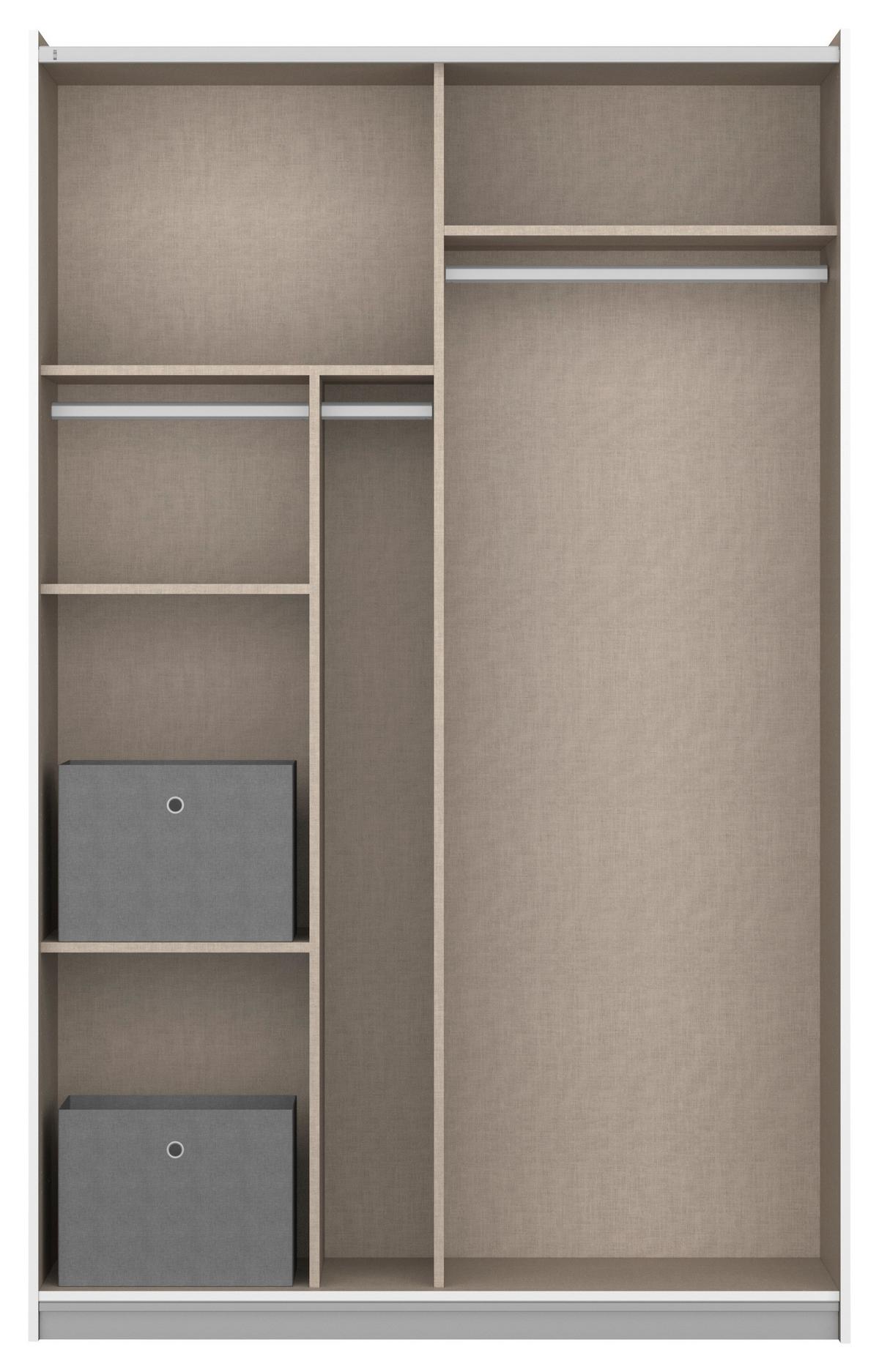 Schwebetürenschrank Reflect Inkl. Inneneinteilung, 2 Körbe - Silberfarben/Grau, MODERN, Holzwerkstoff (131/210/59cm)
