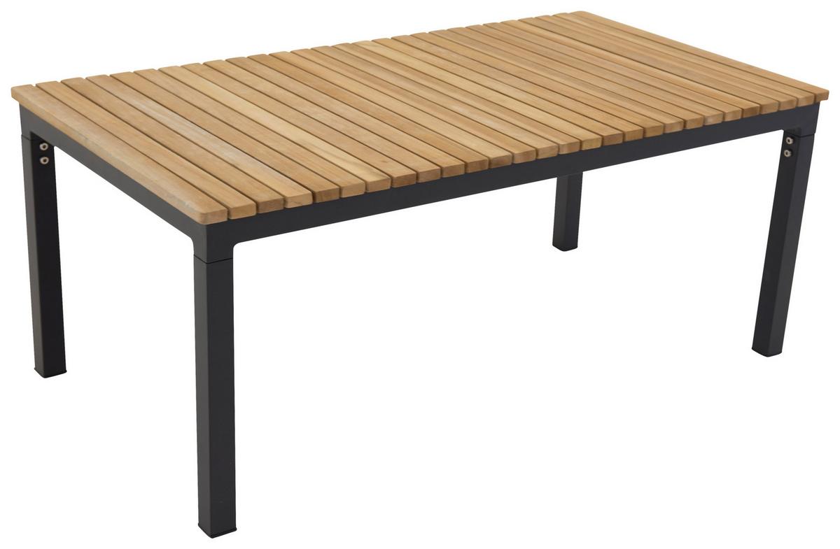 Loungetisch Brasilia - Schwarz/Teakfarben, KONVENTIONELL, Holz/Metall (110/60/45cm) - Gardenson