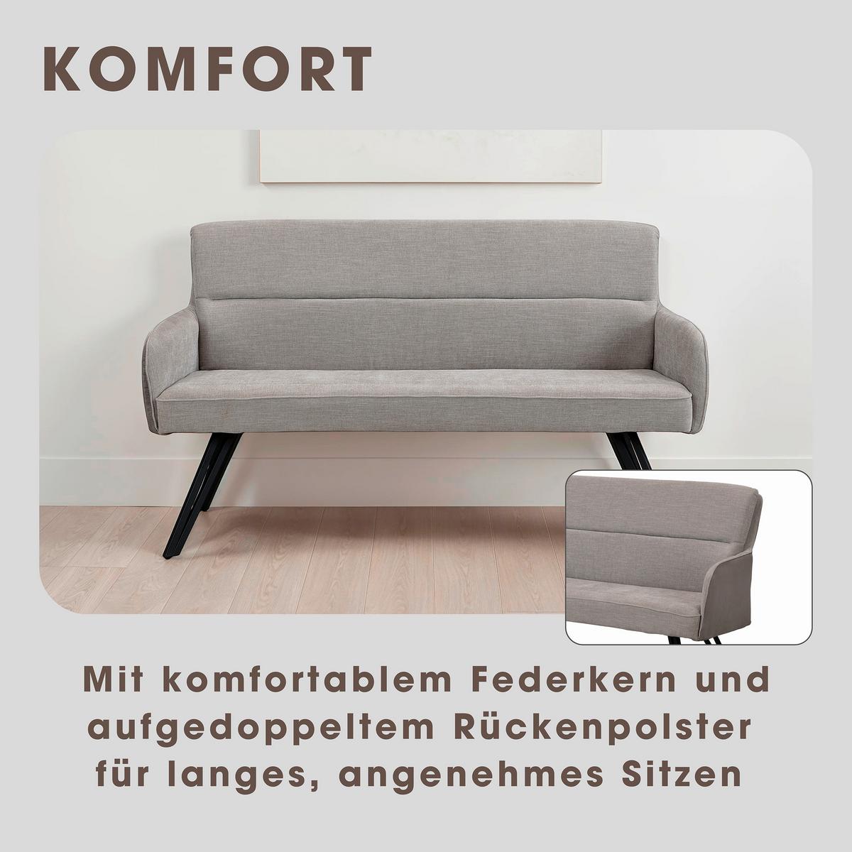 Sitzbank Tino - Hellgrau/Schwarz, MODERN, Textil/Metall (140/94/67cm) - MID.YOU