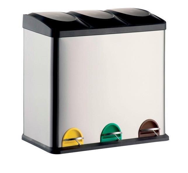 Treteimer 60l Silberfarben Metall LxBxH: 60,5x34x60,5 cm - Silberfarben/Schwarz, Basics, Kunststoff/Metall (60,5cm)