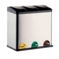 Treteimer 60l Silberfarben Metall Lxbxh: 60,5x34x60,5 Cm - Silberfarben/Schwarz, Basics, Kunststoff/Metall (60,5cm)